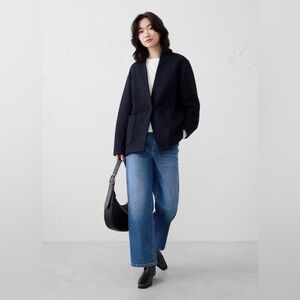 NWT Banana Republic Factory Knit Bouclé Coat Jacket Navy Medium